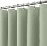 Shower Curtain Sage Green Linen Look 182x182cm with Metal Hooks