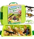 FRUSE Jouets sensoriels dinosaures avec sable sensoriel de 1 kg, dinosaures phosphorescents, loupe dinosaure et bac à sable, jouets d'apprentissage pour enfants âgés de 3, 4, 5, 6, 7, 8 ans
