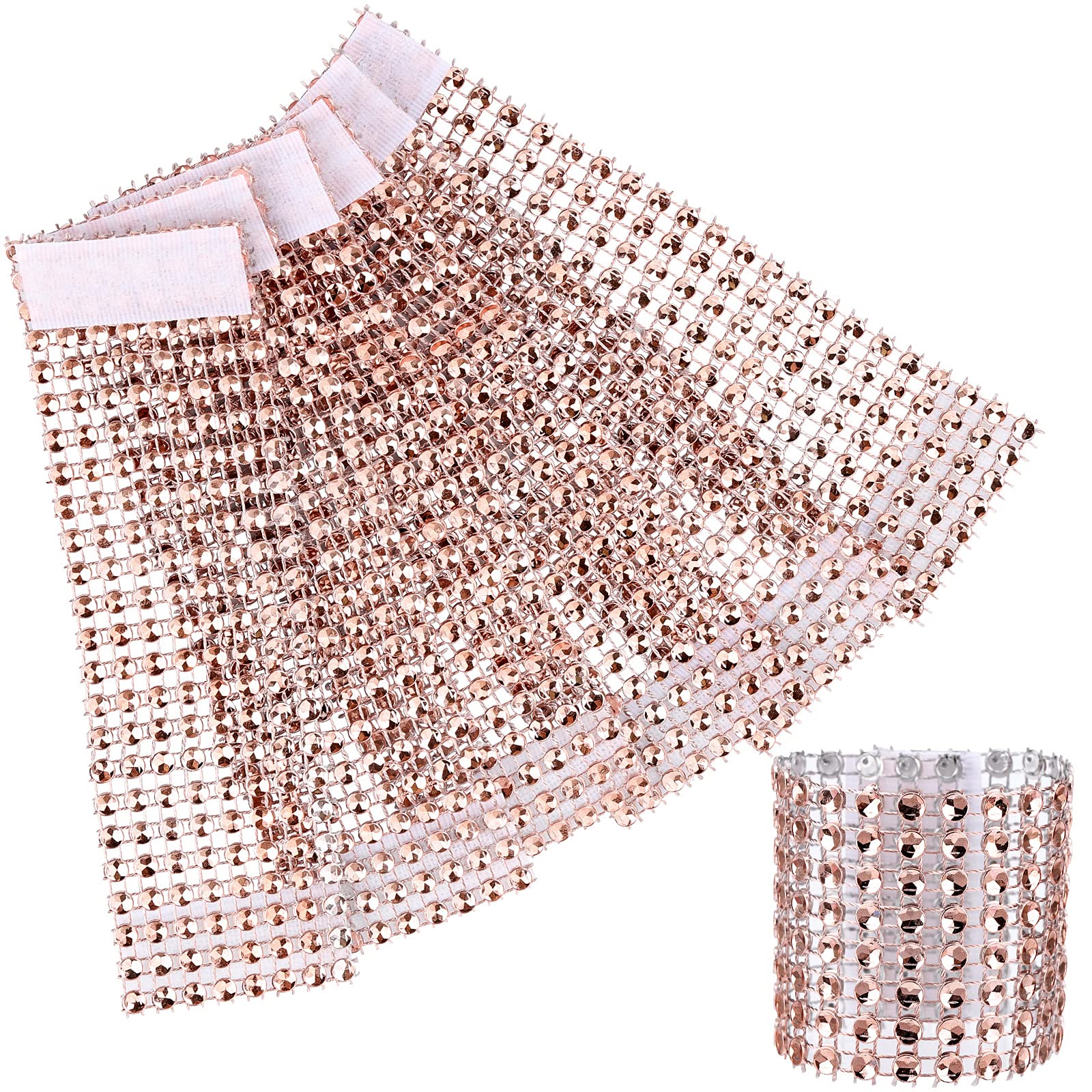 Rhinestone Mesh Napkin Holders 150 Napkin Ring Buckle for Table Decorations Or Wedding Receptions(Champagne)