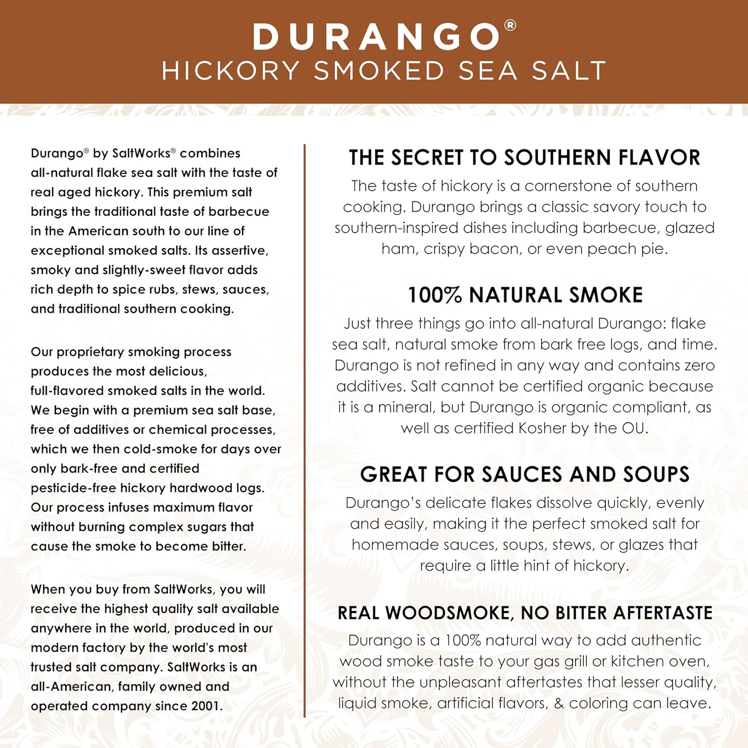 SaltWorks Durango Hickory Smoked Sea Salt, Artisan Pour Spout Pouch, 8 Ounce : Grocery & Gourmet Food