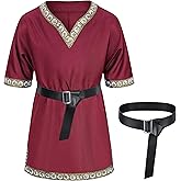 Kids Medieval Costume Boys Viking Tunic Knight Warrior Renaissance Shirts with Belt
