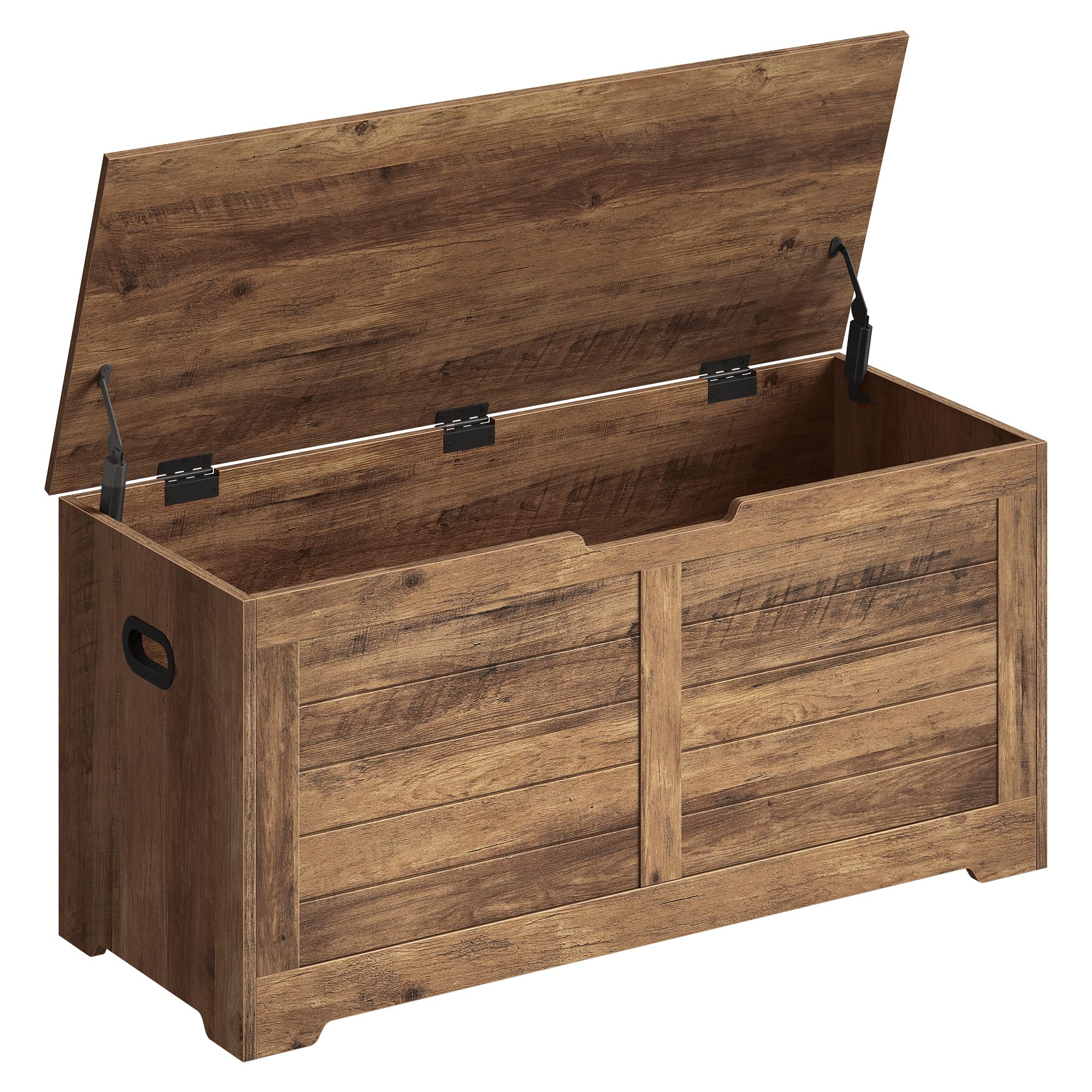 VASAGLE Storage Chest, Storage Bench with 2 Safety Hinges, Farmhouse Style, 15.7 x 39.4 x 18.1 Inches, for Entryway, Bedroom, Living Room, Honey Brown ULSB061K01