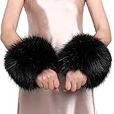 Dikoaina Faux Fur Wrist Cuffs- Winter Furry Bands Fox Fur Wrist Warmer,Arm Warmer, Leg Warmer, One Pair