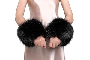 Dikoaina Faux Fur Wrist Cuffs- Winter Furry Bands Fox Fur Wrist Warmer,Arm Warmer, Leg Warmer, One Pair