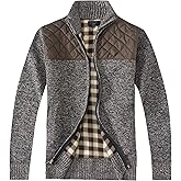 Gioberti Men's Knitted Regular Fit Full Zip Cardigan Sweater with Soft Brushed Flannel Lining