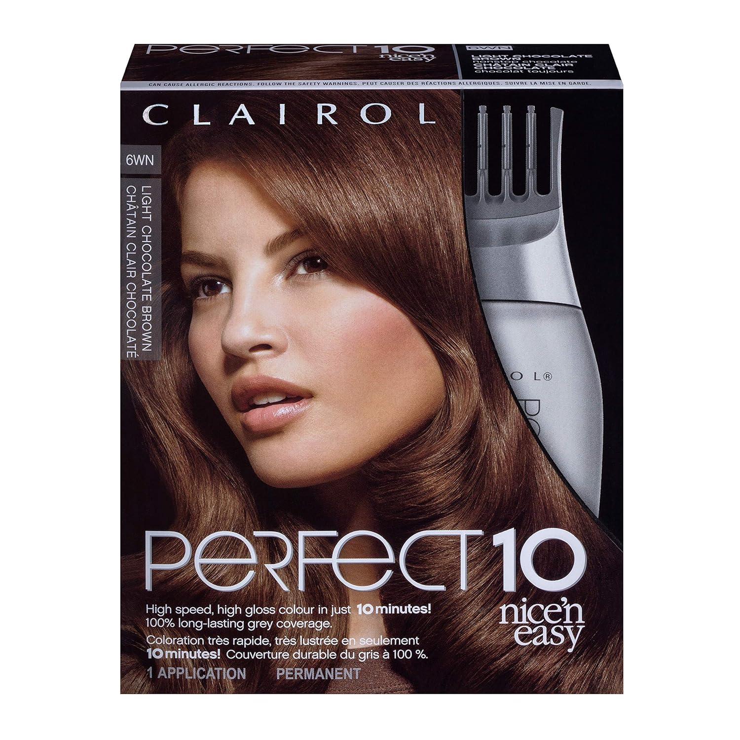 Amazon Com Clairol Nice N Easy Perfect 10 Permanent Hair Color 6wn Light Chocolate Brown Pack Of 1 Chemical Hair Dyes Beauty