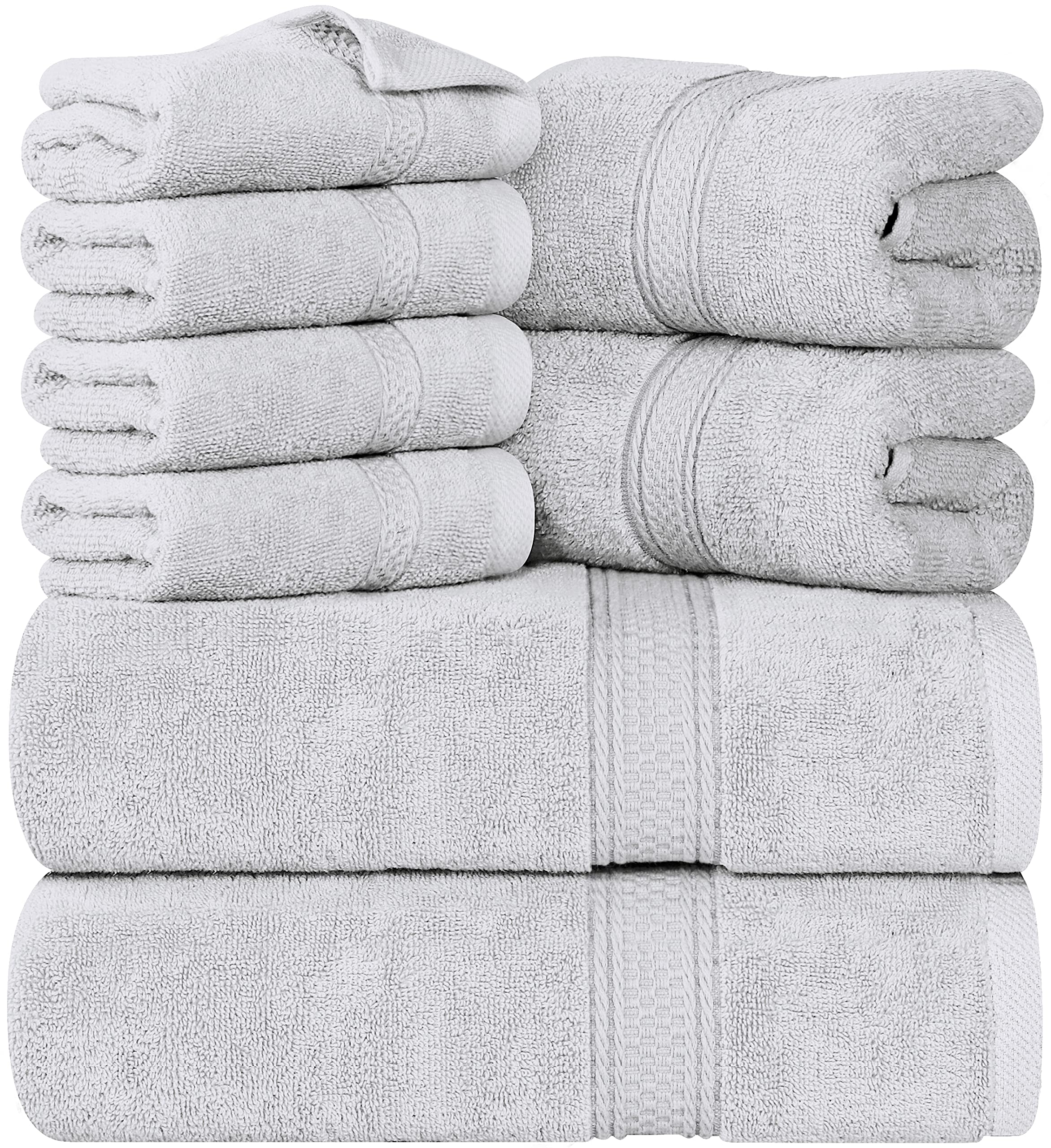 Photo 1 of Utopia Towels 8 Piece Premium Towel Set, 2 Bath, 2 Hand, and 4 Wash Cloths, 600 GSM 100% Ring Spun Cotton, Highly Absorbent Towels for Bathroom, Gym, Hotel, and Spa, Silver