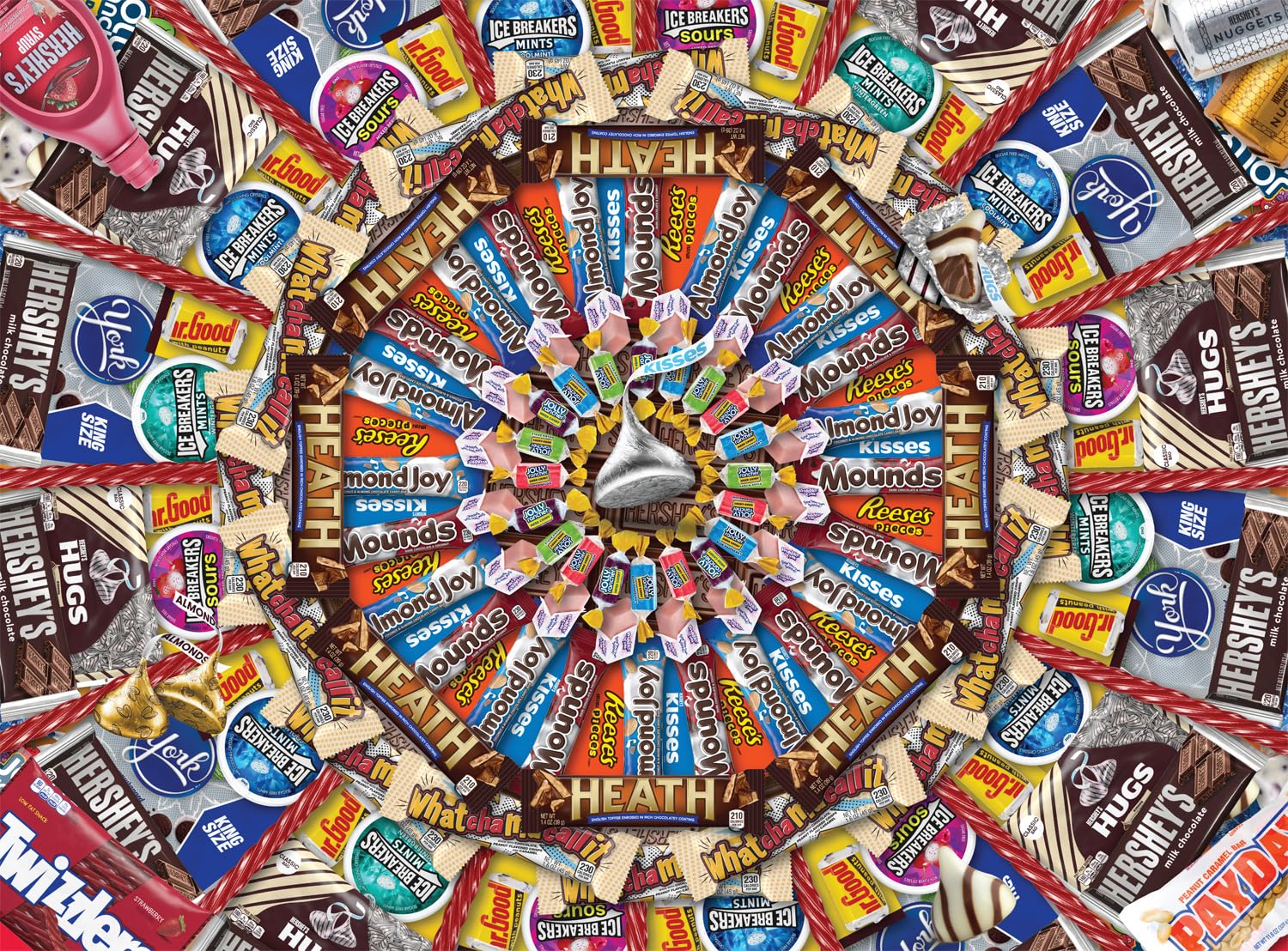 Buffalo Games - Hershey - Hershey Radial Collage - 1000 Piece Jigsaw Puzzle for Adults Challenging Puzzle Perfect for Game Nights - Finished Puzzle Size is 26.75 x 19.75