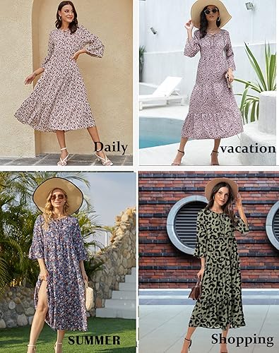 VIISHOW Women's Summer Casual Ruffle Short Sleeve V Neck Boho