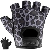 Contraband Pink Label 5297 Womens Design Series Leopard Print Lifting & Rowing Gloves (Pair) - Lightweight Vegan Medium Padded Microfiber Amara Leather w/Griplock Silicone