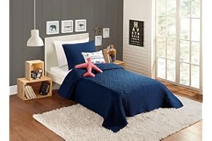 URBAN PLAYGROUND Kids Cotton Quilt Set (Includes 2 Pillows) (Twin, Boys Navy)