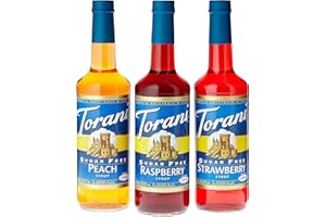 Torani Sugar Free Fruit Flavor Syrup Variety Pack - Raspberry, Strawberry, Peach, 25.4 Fl Oz (Pack of 3)