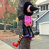 POPGIFTU 51" Halloween Crashing Witch Decoration