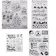 OQOQ Merry Christmas Stamp 4 Pcs, Rubber Stamps for Card Making Decorative Clear Silicone Stamper DIY Scrapbooking Supplies A
