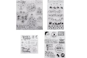 OQOQ Lot de 4 tampons en caoutchouc pour la fabrication de cartes - Tampon décoratif en silicone transparent - Fournitures de