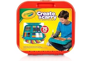 Crayola Create 'N Carry Travel Art Set for Kids (75pcs), 2-in-1 Lap Desk & Carrying Case, Holiday for Kids, Art Supplies Kit for Crafting, Drawing & Coloring