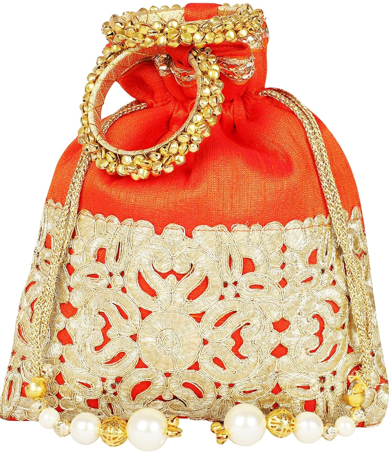 bombay haat ethnic rajasthani potli bag/potli purse/bridal clutch/bridal purse for patry/wedding/wedding gift (orange)