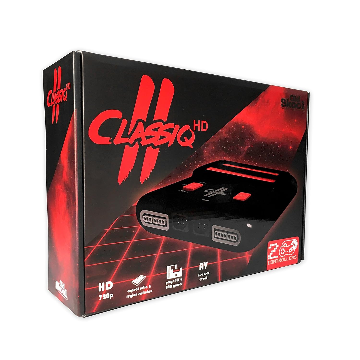 Old Skool Classiq 2 HD 720p Twin Video Game System, Black/Red Compatible with SNES/NES Nintendo and Super Nintendo Cartridges: Video Games