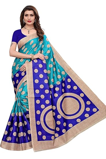 Womens Bhagalpuri Art Silk Saree With Blouse Piece