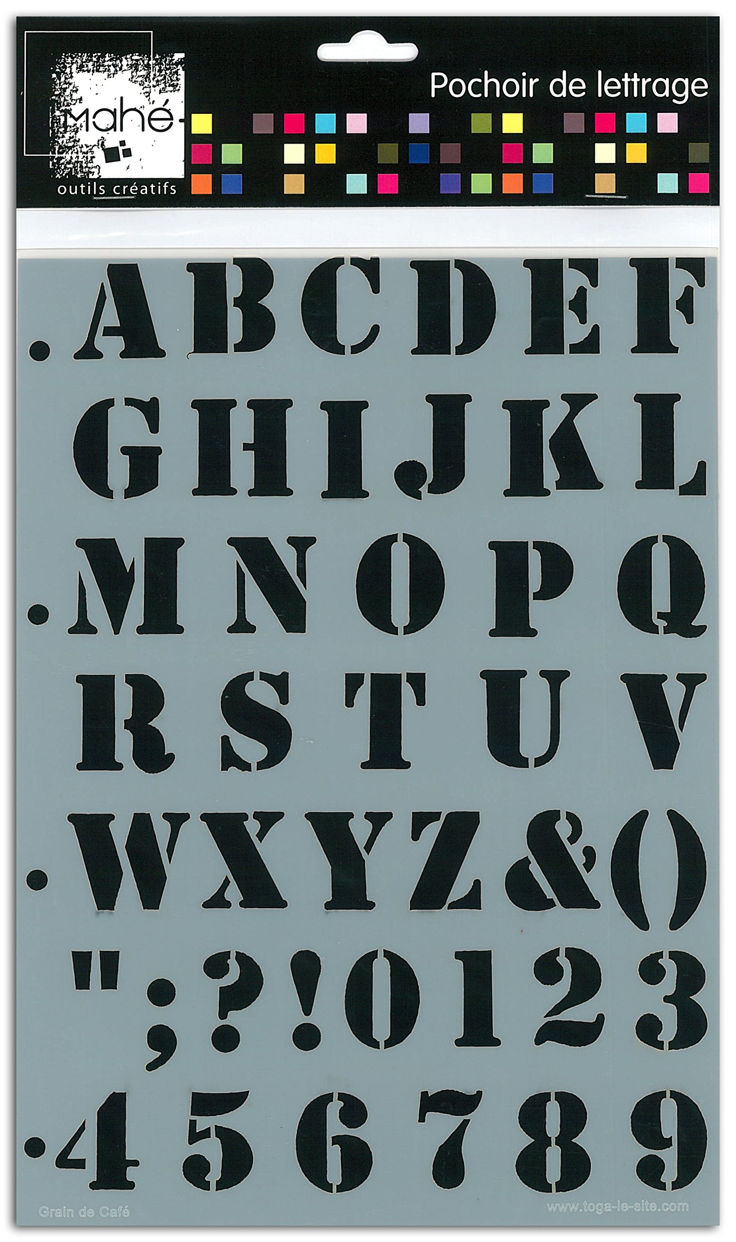 Toga Mahé LE06 Stencil Alphabet Coffee Grain Plastic Transparent 21 x 30 x 0.1 cm