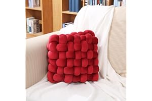Awcvire Knot Throw Pillow Home Decoration Cushion, Home Office Sofa Room Decor Yard for Boys Girls, Multicolor Selection Square Decorative Plush Cushion (S-4.7"×11.8"×13", Red Wine)