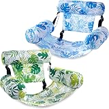 Sloosh Inflatable Pool Chair 2 Pack Tropical Leaves Adjustable Backrest