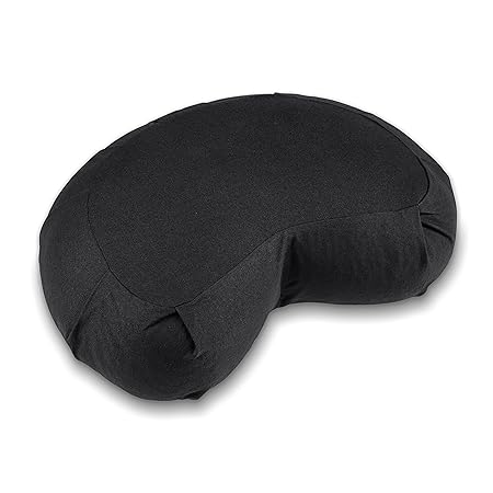 Lotuscrafts Zafu Meditationskissen Halbmond Siddha - Sitzhöhe 15cm - Yogakissen Halbmond mit Dinkelfüllung - Waschbarer Bezug