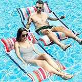 FindUWill Fabric Pool Hammock Floats, XL, 2Pack Inflatable Multi Purpose Water Hammocks Floaties (Saddle, Lounge Chair, Hammo