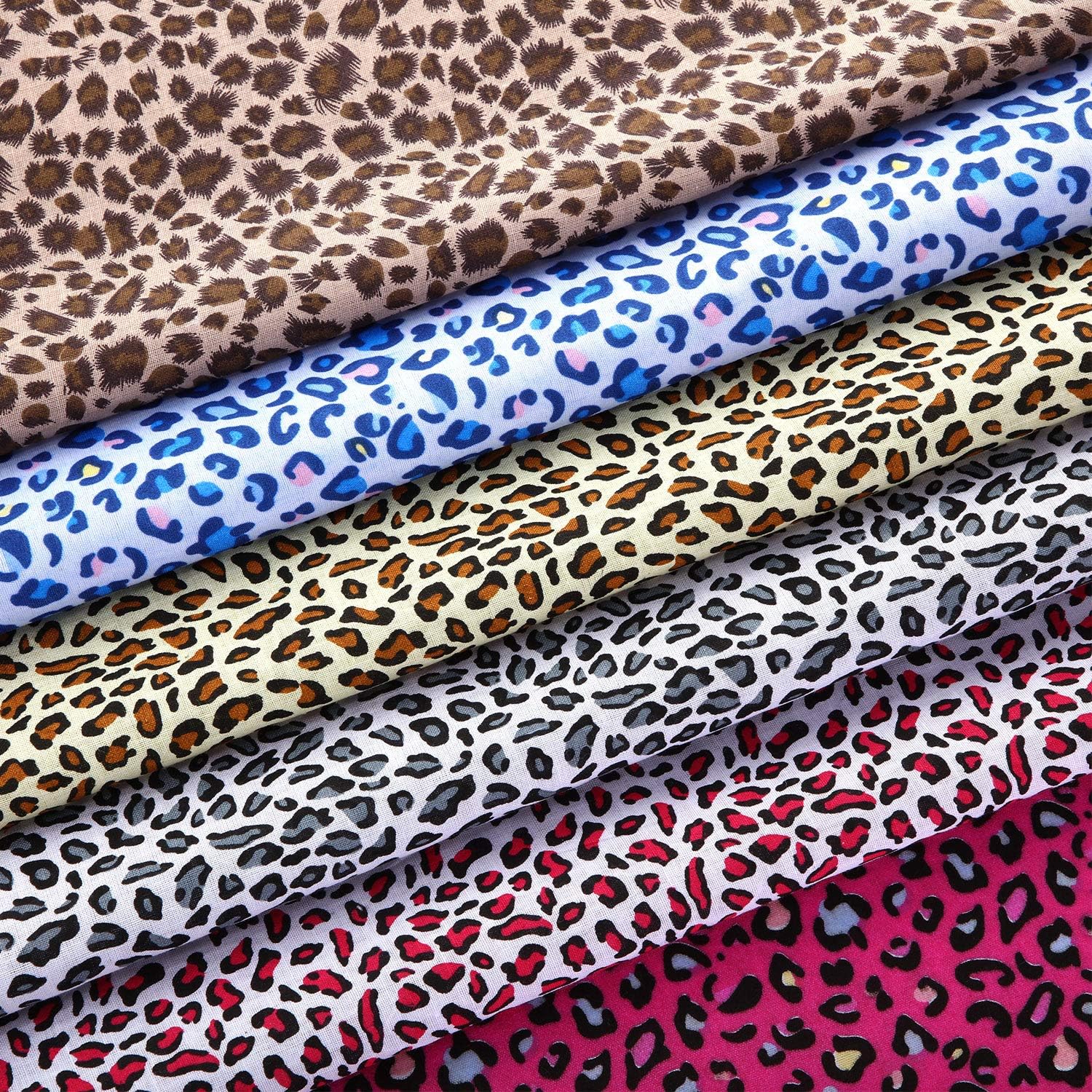 6 Pieces 19 x 19 Inch Leopard Print Fabric Animal Leopard Quilting