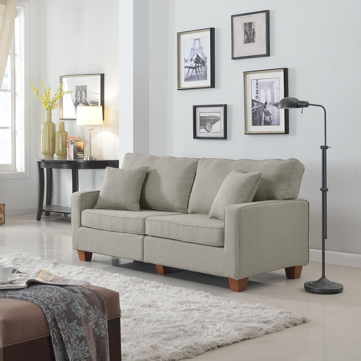Amazon Com Divano Roma Furniture Linen Loveseat Sofa 73 Inch
