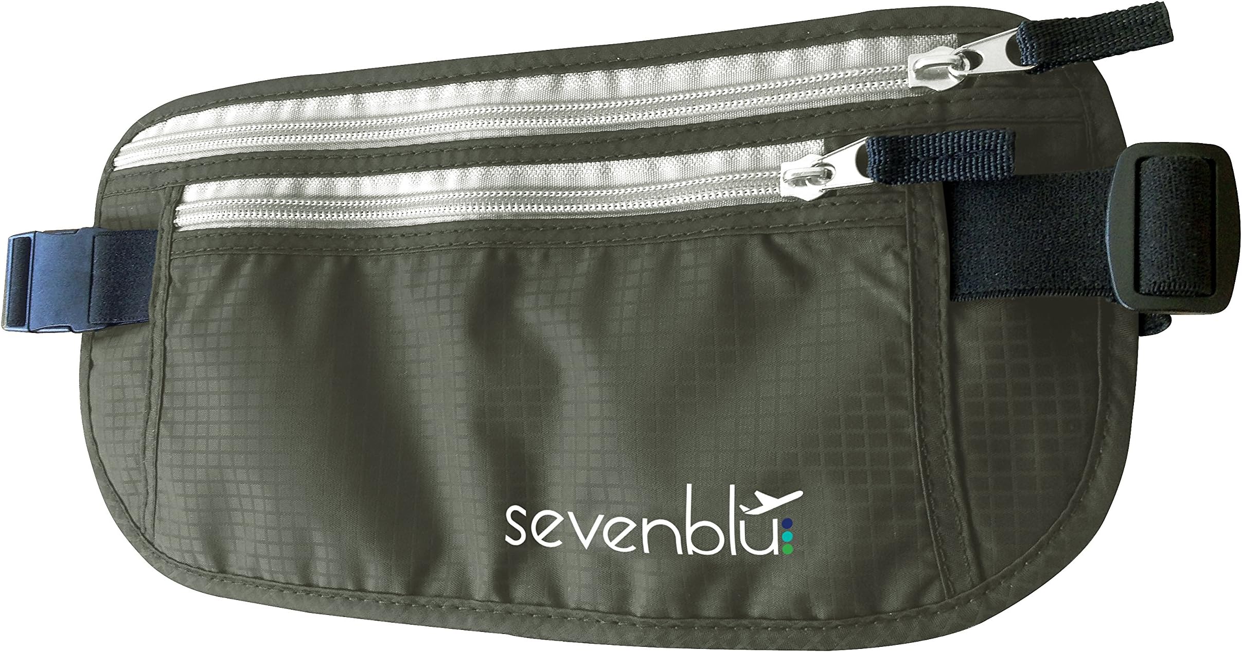 Travel Money Belt with RFID Block | LARGE | Fits Big Bills - Safe and Secure - HIDDEN Cash Waist Bag Pouch Gray