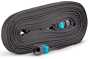 Gilmour 25' Black Flat Weeper Soaker Hose for Garden Beds, Drip Irrigation Outdoor Hose, Flexible Garden Hose for Vegetable Gardens, Flower Beds, Lawns, and Orchards