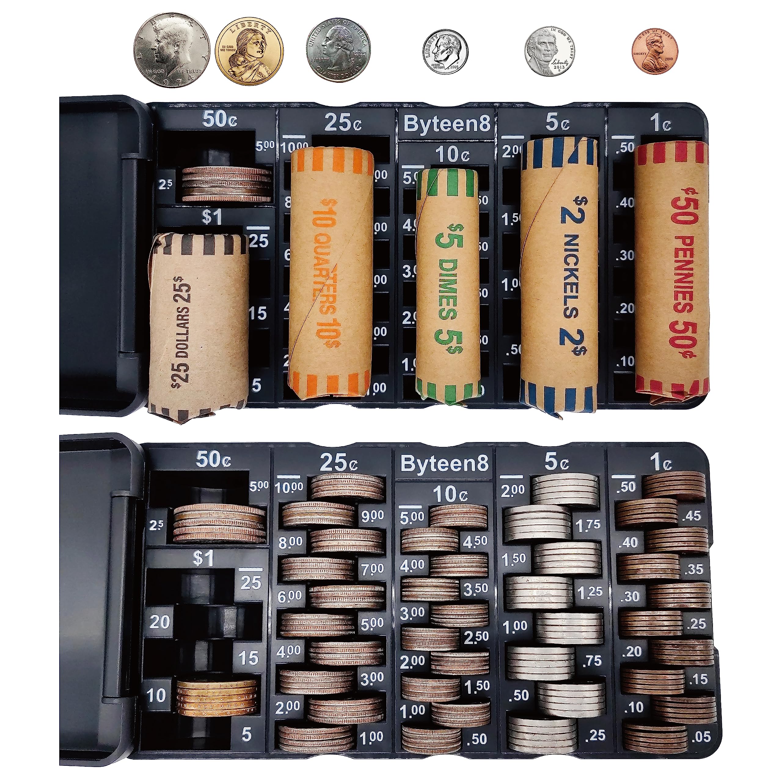Byteen8 Coin Counter Coin Sorter｜2Packs Mini Coin
