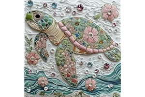MINIWAN Sea Turtle Jigsaw Puzzles for Adults 500 Pieces Colorful Crystal Flower Ocean Puzzles Pretty Diamond Art Puzzle Difficult Unique Family Challenging Games Gift for Teens Adults Puzzle (20"x20")