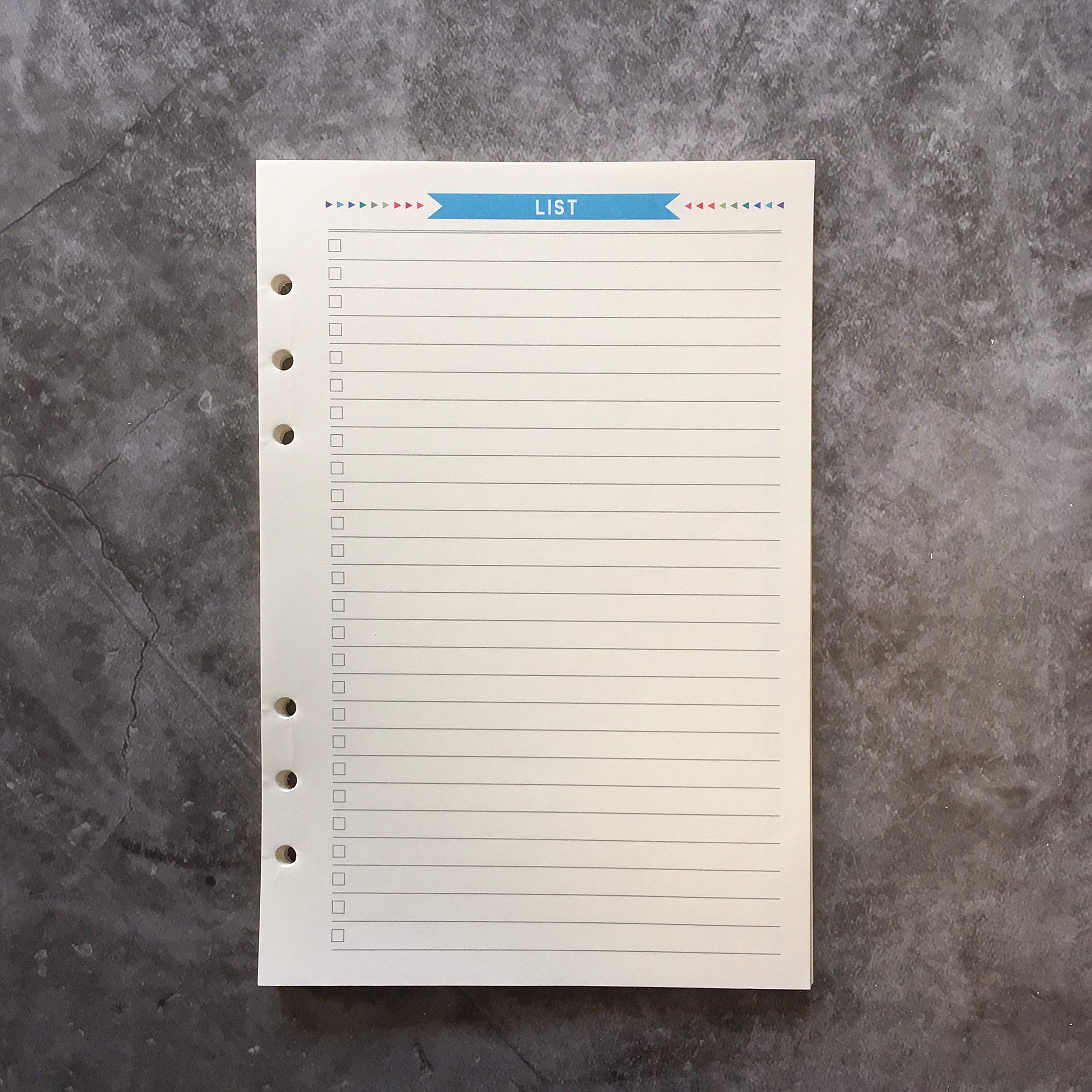 Refiller for 21cm Plastic A5 6-Holes Cover Round Ring View Binder File Folder (A5 Paper Refill-to Do, 1 Package)