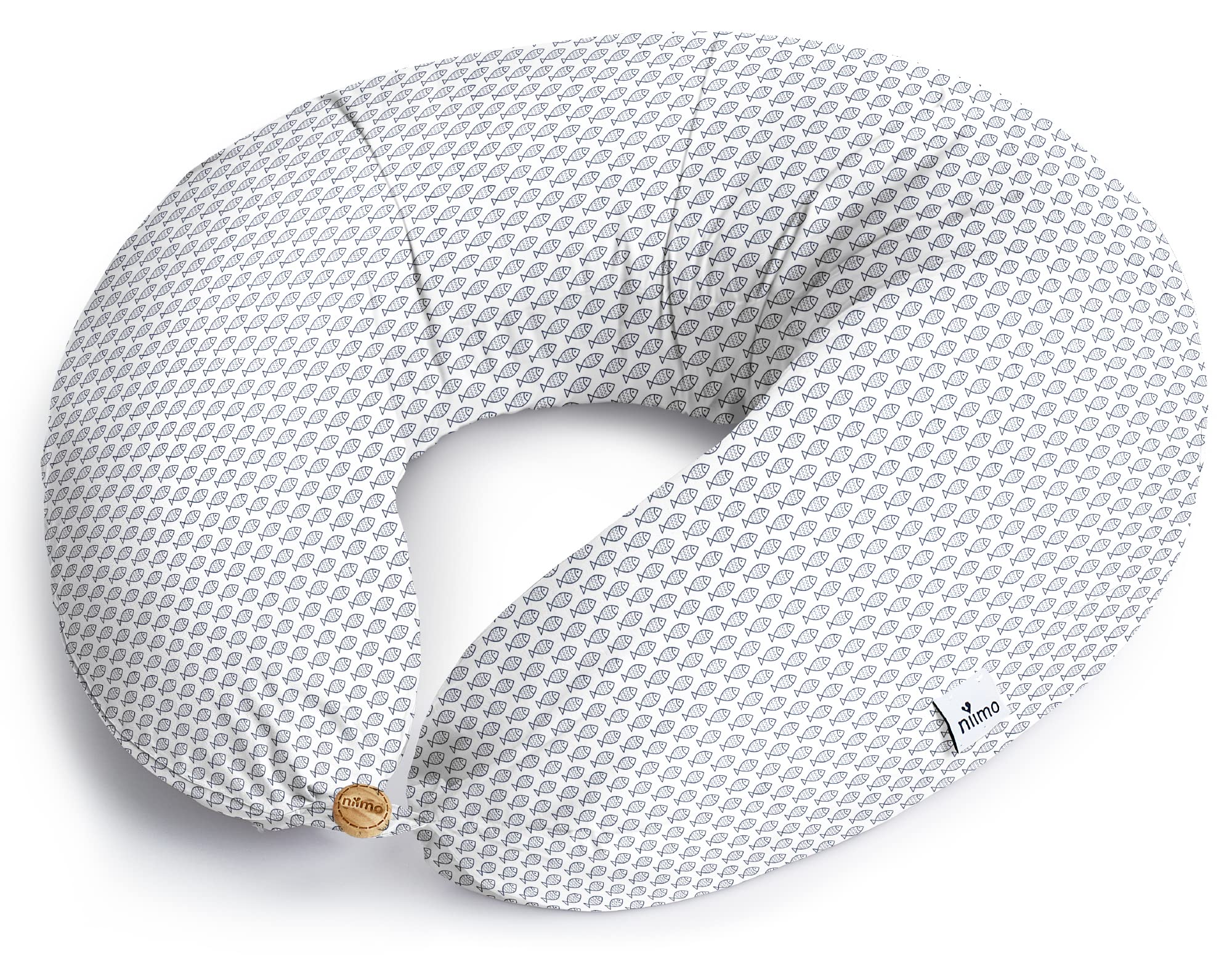 Niimo XXL Pregnancy Pillow & Nursing Pillow - 2-in-1 Design with a 100% Cotton Cover, Machine-Washable, Blue Fish (200 x 70 cm)