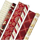 Hallmark Christmas Wrapping Paper Rolls - Traditional Holiday Gift Wrap Paper (Set of 3 Reversible Rolls: 120 sq. ft. ttl.) R