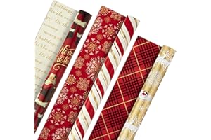 Hallmark Christmas Wrapping Paper Rolls - Traditional Holiday Gift Wrap Paper (Set of 3 Reversible Rolls: 120 sq. ft. ttl.) R