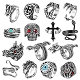 Jstyle 15Pcs Vintage Punk Rings for Men Women Snake