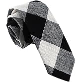 ZENXUS Cotton Skinny Tie for Men, Slim Neckties Plaid and Striped