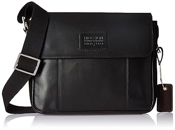 Hidesign Stephenson 03-Soho Black and Brown Leather Messenger Bag (8903439341824)