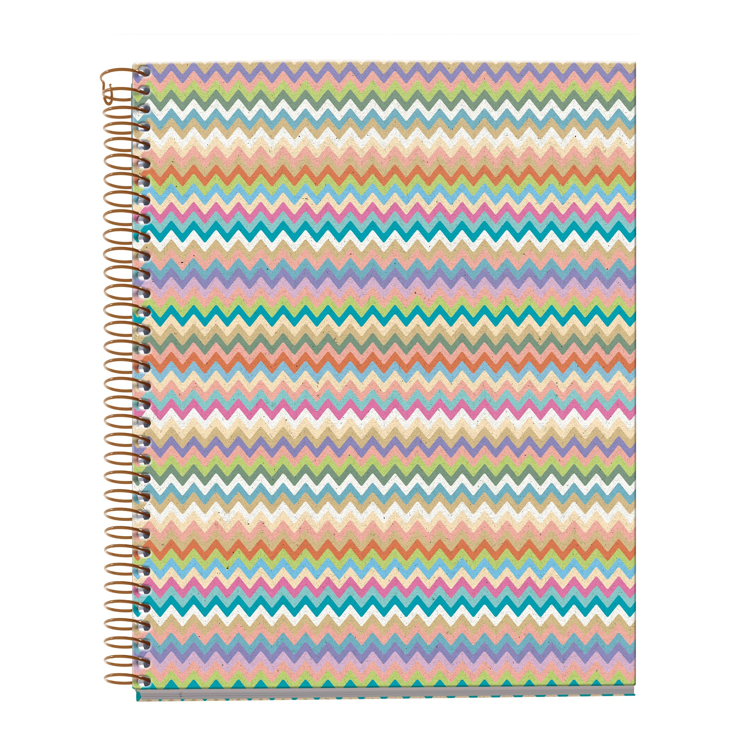 Miquelrius - A5 notebook (148 x 210 mm), 100 dotted sheets of 70 g/m², rigid cardboard cover, 4 coloured bands, spiral, 2 holes, dotted notebook, pretty stationery, Zigzag