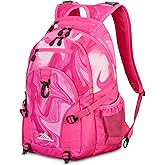 High Sierra Loop-Backpack, School, Travel, or Work Bookbag with tablet-sleeve, Flamingo Marble Swirl, One Size
