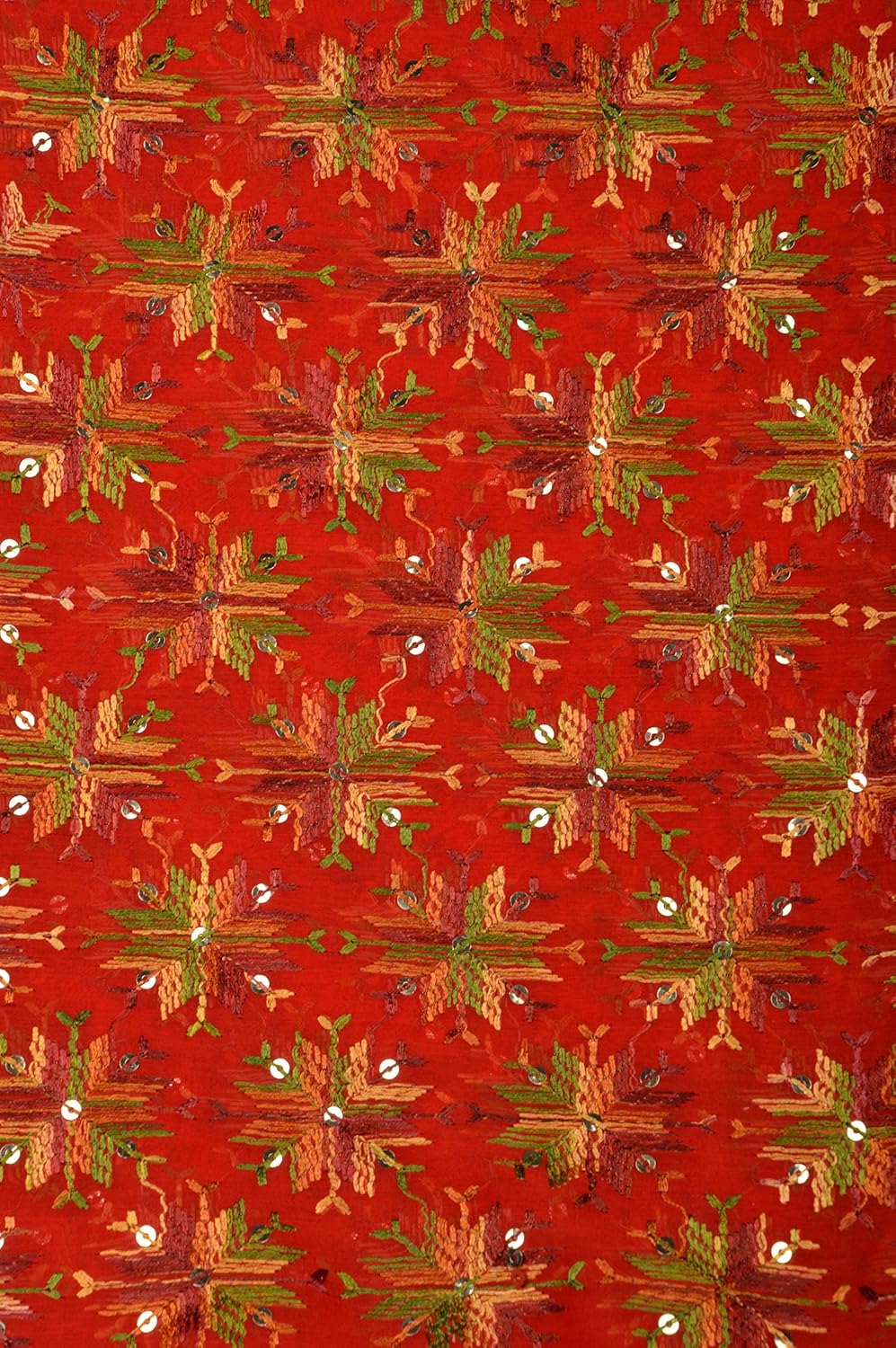 khanna creation women's art silk phulkari dupatta,free size(red,kc_016)