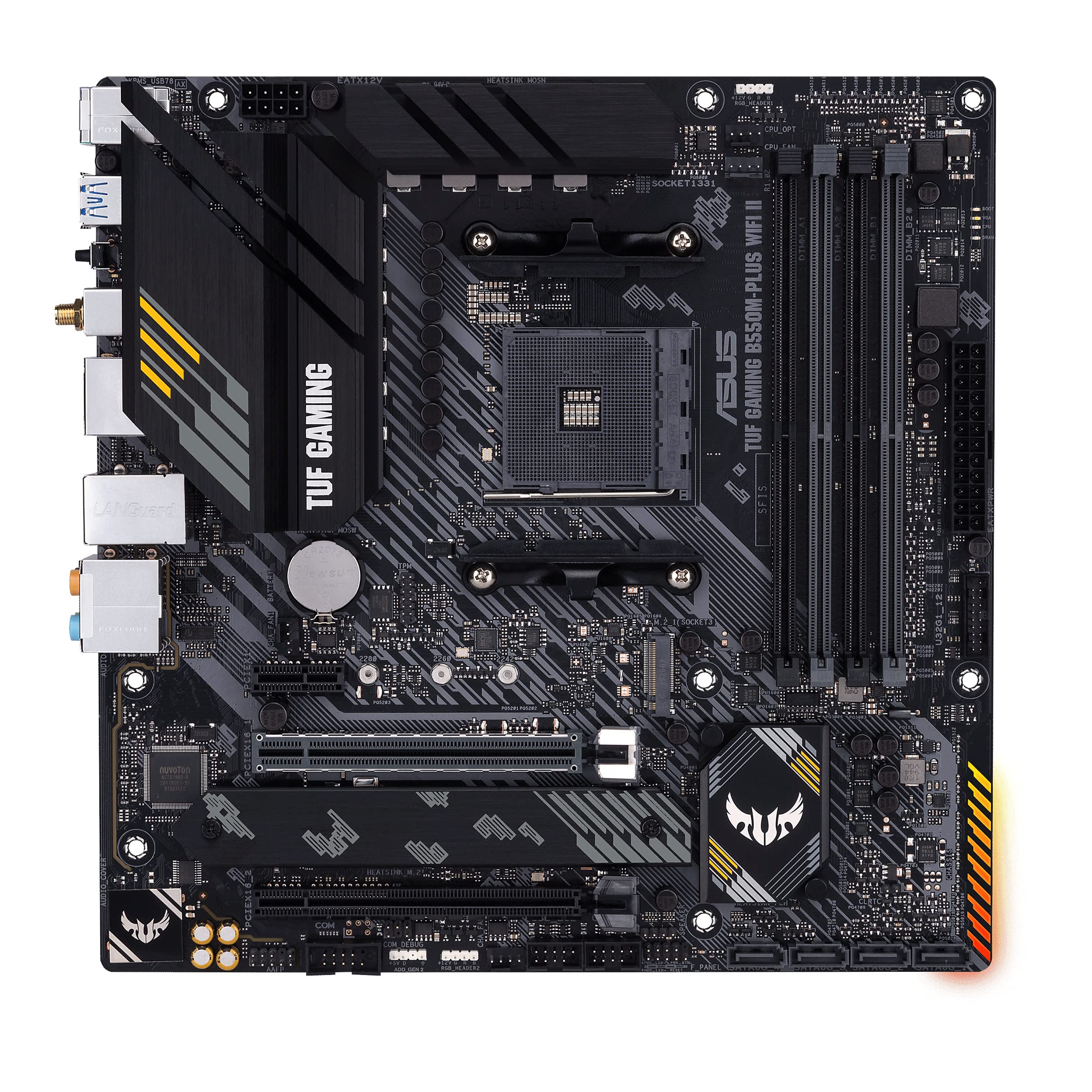 ASUS TUF Gaming B550M-PLUS WiFi II Mainboard Sockel Ryzen AM4 (AMD B550, mATX, PCIe 4.0, dual M.2, WiFi6, SATA 6Gbit/s, Aura Sync)