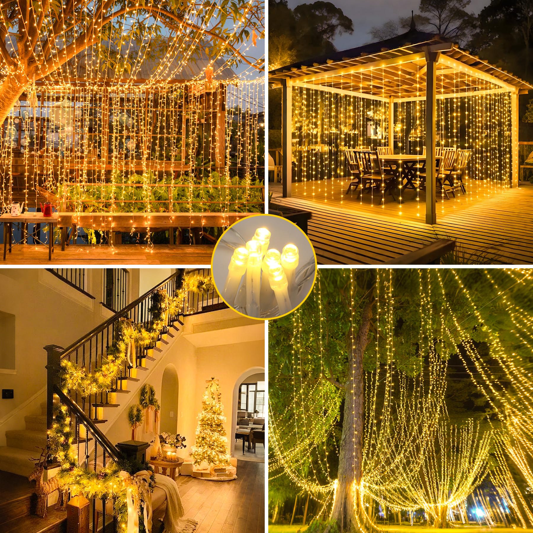 sylvwin Lichterkette Weihnachtsbaum - 30M 300 LED Lichterkette Weihnachten Außen Strom mit Timer Speicherfunktion,8 Modi Weihnachtslichter für Zuhause,Garten Weihnachten Deko