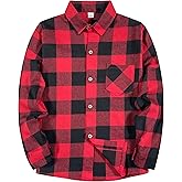 SELINK Girls Long Sleeve Flannel Shirt Kids Buffalo Plaid Button Down Shirt Casual Cute Flannel Blouse Tops
