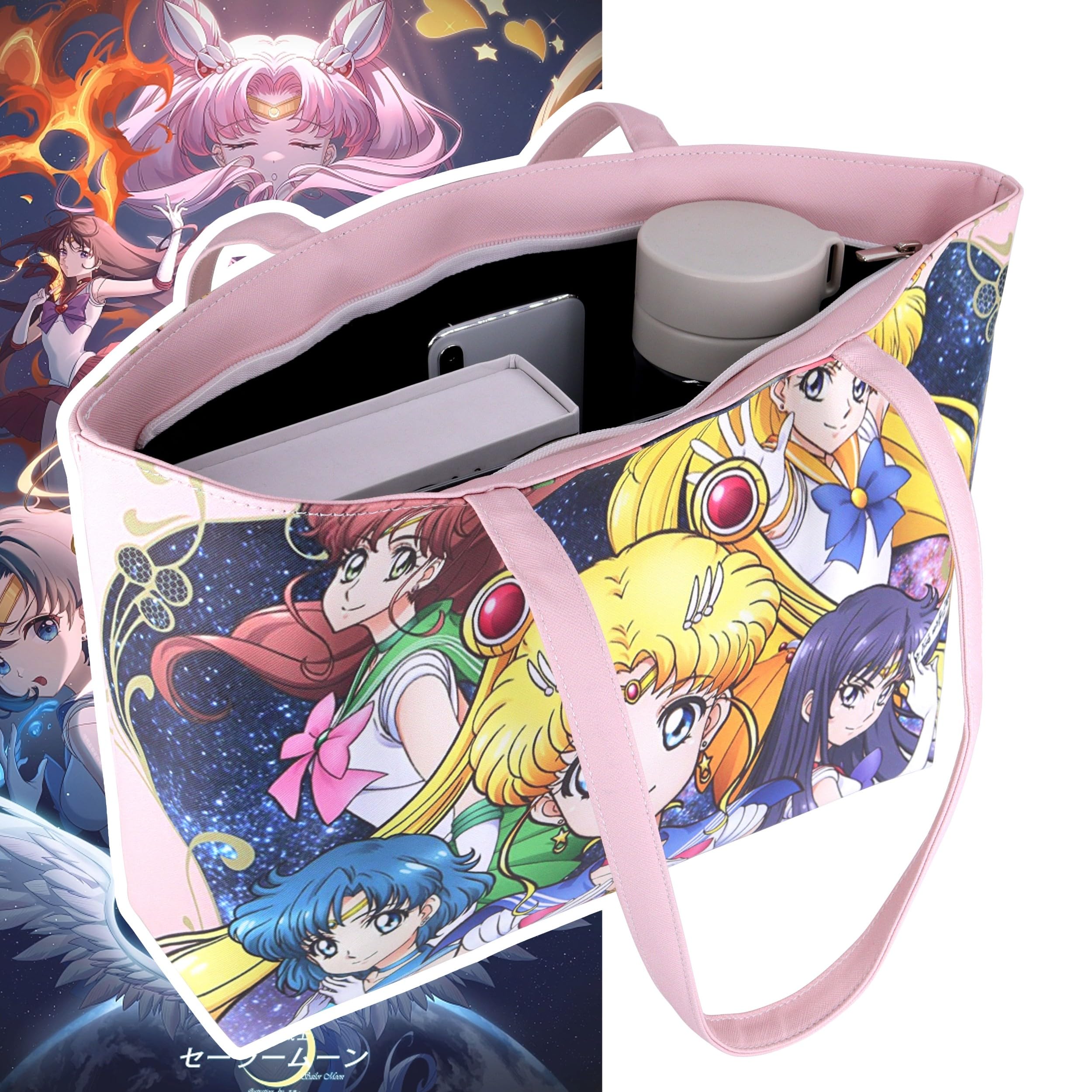 Roffatide Anime Cartoon Tote Bag Crossbody Bag Kawaii Lolita JK Shoulder Bag Canvas Satchel Messenger Bag Sling Bag