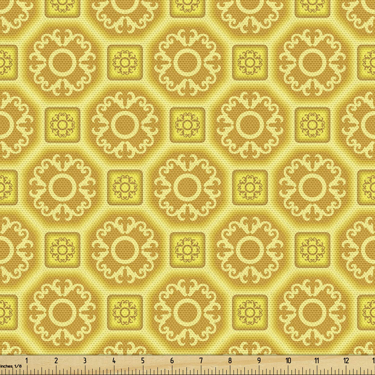 Lunarable Mustard Fabric by The Yard, Middle