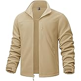 TACVASEN Men's Polar Fleece Jacket Full Zip Lightweight Tactical Jacket with Pockets Winter Coats Warm Casual Hiking Outdoor